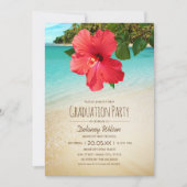 Tropische Hibiscus Hawaiian Beach Graduparty Kaart (Voorkant)