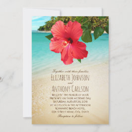 Tropische Hibiscus Hawaiian Beach thema bruiloft Kaart