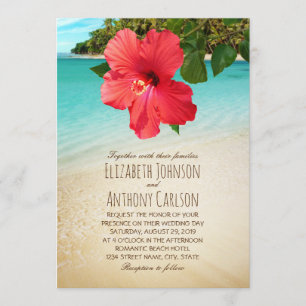 Tropische Hibiscus Hawaiian Beach thema bruiloft Kaart