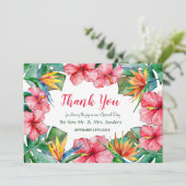 Tropische Hibiscus Hawaiian bruiloft bedankje Bedankkaart (Staand voorkant)