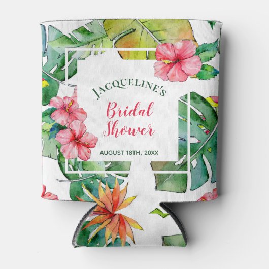 Tropische Hibiscus Hawaiian Luau Bridal Blikjeskoeler (Voorkant)