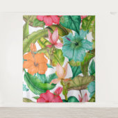 Tropische Hibiscus Hawaiian Waterverf Floral Tapes Wandkleed (Voorkant)