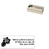 Tropische Hibiscus houten adresstempel Rubberstempel (Gestempeld)