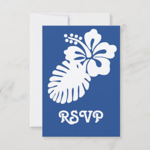 Tropische Hibiscus in Blau RSVP Kaart