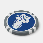 Tropische hibiscus in blauw poker chips (Enkel)