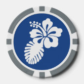 Tropische hibiscus in blauw poker chips (Voorkant)