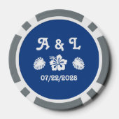 Tropische hibiscus in blauw poker chips (Achterkant)