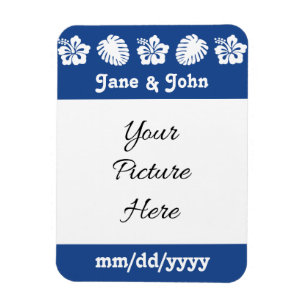 Tropische Hibiscus in blauw Save-the-Date Magnet Magneet
