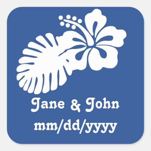 Tropische hibiscus in Blue Sticker (Voorkant)