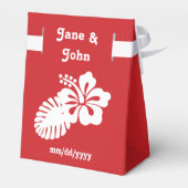 Tropische Hibiscus in Cherry Favor Box Bedankdoosjes (Achterkant)