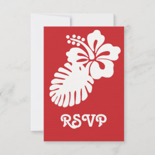Tropische hibiscus in Cherry RSVP-kaart RSVP Kaartje