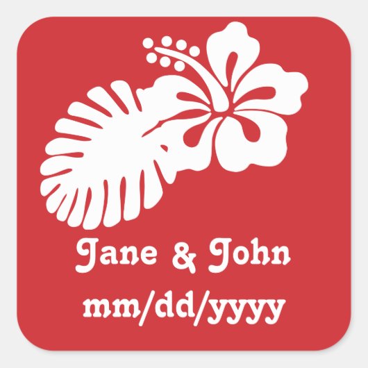 Tropische Hibiscus in Cherry Sticker (Voorkant)