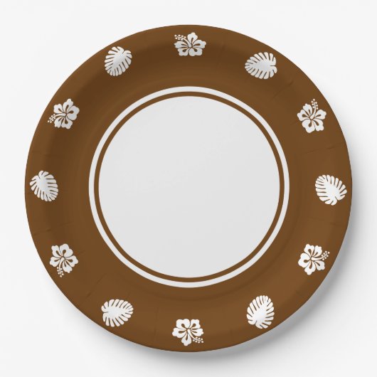 Tropische Hibiscus in Chocolade Papieren Bord (Voorkant)