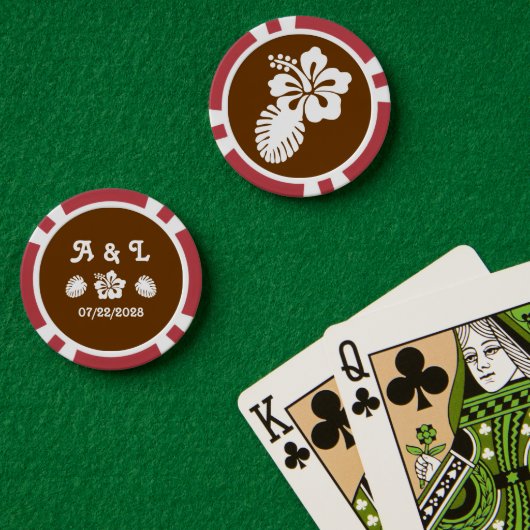 Tropische hibiscus in chocolade poker chips (Pokertafel (Dubbel))