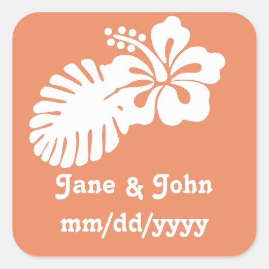Tropische hibiscus in Coral Sticker (Voorkant)