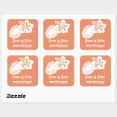 Tropische hibiscus in Coral Sticker (Vel)