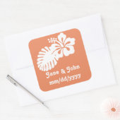 Tropische hibiscus in Coral Sticker (Envelop)