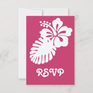 Tropische Hibiscus in Framboos RSVP Kaart