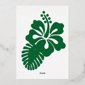 Tropische Hibiscus in Groene Folie Uitnodiging (Achterkant)