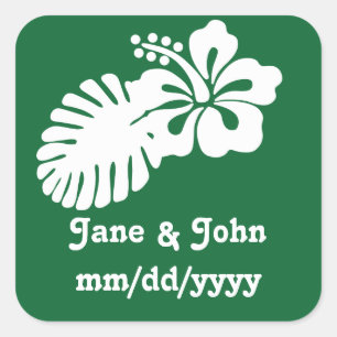 Tropische Hibiscus in groene Sticker