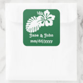 Tropische Hibiscus in groene Sticker (Tas)