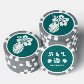 Tropische Hibiscus in het Blauwgroen Poker Chips (Opstapeling)