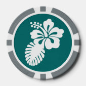 Tropische Hibiscus in het Blauwgroen Poker Chips (Voorkant)