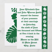 Tropische Hibiscus in het Green Wedding Invitation Kaart (Voorkant / Achterkant)