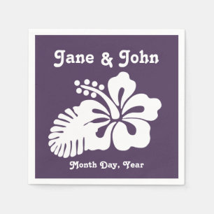 Tropische Hibiscus in Paarse Napkins Servetten