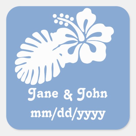 Tropische hibiscus in Periwinkle Sticker (Voorkant)
