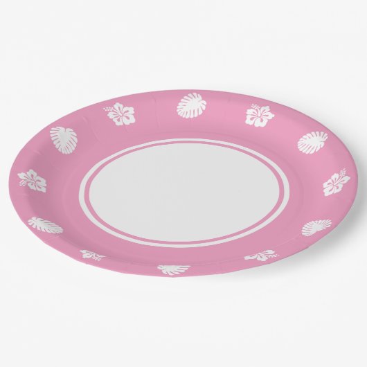 Tropische Hibiscus in Petaal Roze Papier Bord (Gekanteld)