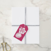 Tropische Hibiscus in Raspberry Gift Label Cadeaulabel (Met Touw)