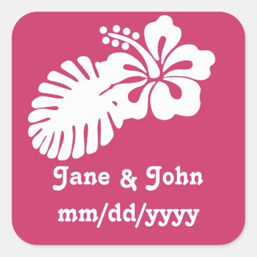 Tropische Hibiscus in Raspberry Sticker (Voorkant)