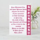 Tropische Hibiscus in Raspberry Wedding Invitation Kaart (Staand voorkant)