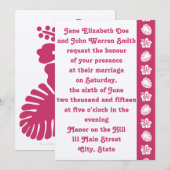 Tropische Hibiscus in Raspberry Wedding Invitation Kaart (Voorkant / Achterkant)