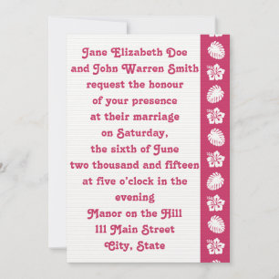 Tropische Hibiscus in Raspberry Wedding Invitation Kaart