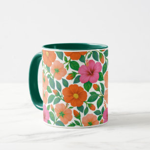 Tropische Hibiscus in Roze, Perzik en Oranje Mok