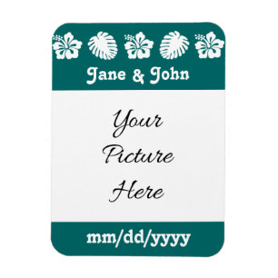 Tropische Hibiscus in Teal Save-the-Date Magneet