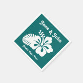 Tropische Hibiscus in Turquoise Servetten (Hoek)