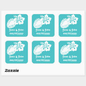 Tropische hibiscus in Turquoise Sticker (Vel)