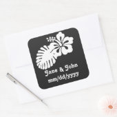 Tropische hibiscus in zwarte Sticker (Envelop)