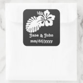 Tropische hibiscus in zwarte Sticker (Tas)