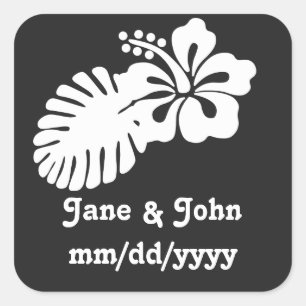 Tropische hibiscus in zwarte Sticker