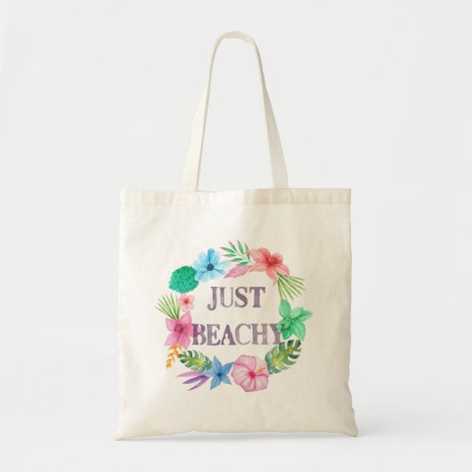 Tropische Hibiscus Just Beachy Canvas tas (Voorkant)