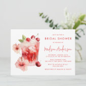 Tropische Hibiscus Kers Cocktail Bruidsdiner Kaart (Staand voorkant)