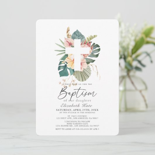 Tropische Hibiscus & Kruisdoop Kaart (Staand voorkant)