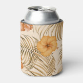 Tropische hibiscus: met de hand getekend patroon. blikjeskoeler (Blikje Voorkant)