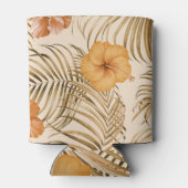 Tropische hibiscus: met de hand getekend patroon. blikjeskoeler (Achterkant)