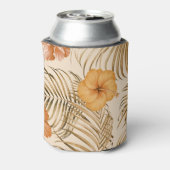 Tropische hibiscus: met de hand getekend patroon. blikjeskoeler (Blikje Achterkant)