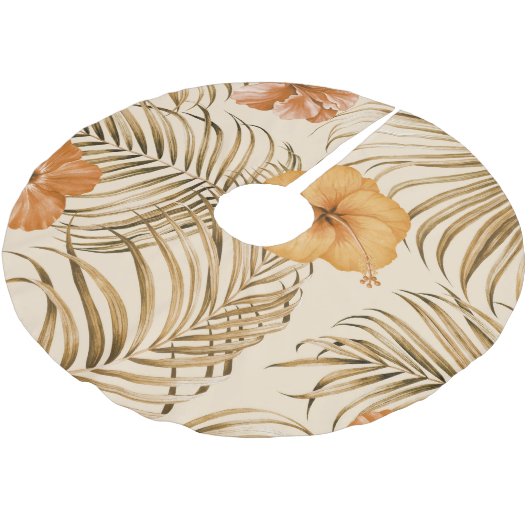 Tropische hibiscus: met de hand getekend patroon. kerstboom rok (Gekanteld)